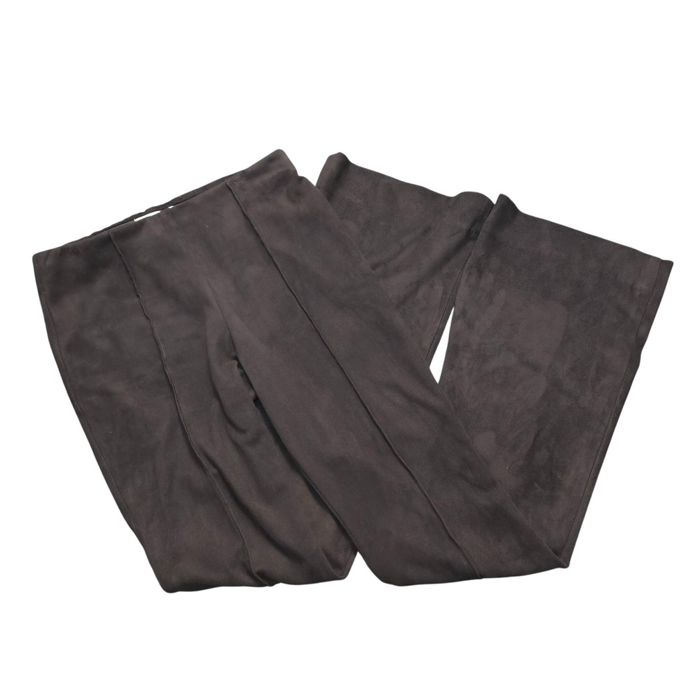 Fifteen Twenty Black Faux Suede Flare Pants High Rise Seam Detail 3F71503 Small